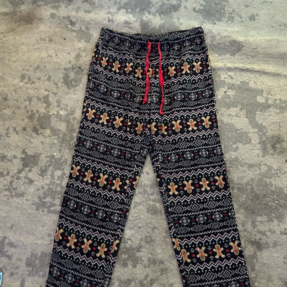 Festive Black and Red Patterned Pants